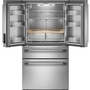 Réfrigérateur KitchenAid à portes françaises avec distributeur d’eau et de glaçons intérieur et tiroir réfrigéré pleine largeur FreshChill™ - 30 pi cu - KRMF336SPS