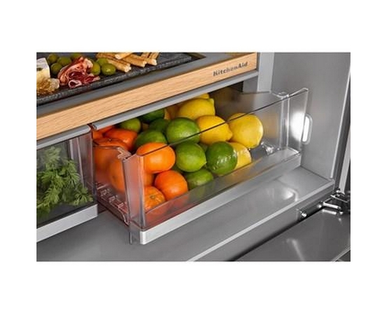Réfrigérateur KitchenAid à portes françaises avec distributeur d’eau et de glaçons intérieur et tiroir réfrigéré pleine largeur FreshChill™ - 30 pi cu - KRMF336SPS