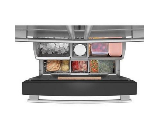 Réfrigérateur KitchenAid à portes françaises avec distributeur d’eau et de glaçons intérieur et tiroir réfrigéré pleine largeur FreshChill™ - 30 pi cu - KRMF336SPS