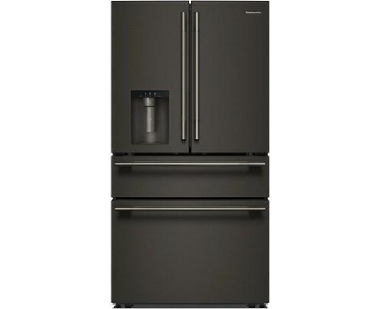 Réfrigérateur quatre portes avec porte à deux battants autoportant de 36 po, 29,51 Pi cu.. avec distributeur d'eau et de glace KitchenAid - KRMF436SBE