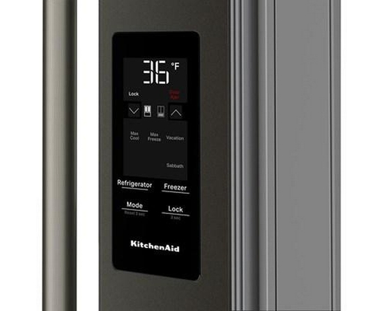 Réfrigérateur quatre portes avec porte à deux battants autoportant de 36 po, 29,51 Pi cu.. avec distributeur d'eau et de glace KitchenAid - KRMF436SBE