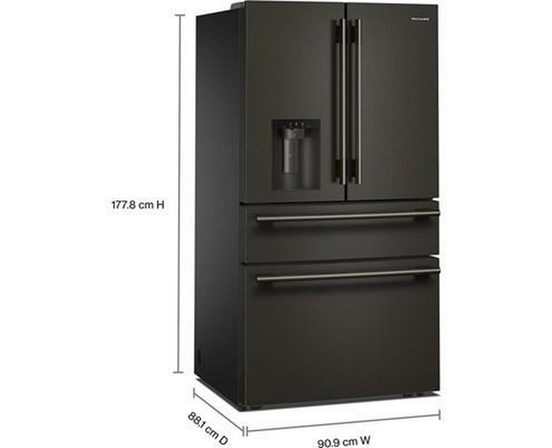 Réfrigérateur quatre portes avec porte à deux battants autoportant de 36 po, 29,51 Pi cu.. avec distributeur d'eau et de glace KitchenAid - KRMF436SBE