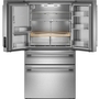 Réfrigérateur quatre portes avec porte à deux battants autoportant de 36 po, 29,51 Pi cu.. avec distributeur d'eau et de glace KitchenAid - KRMF436SPS
