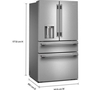 Réfrigérateur quatre portes avec porte à deux battants autoportant de 36 po, 29,51 Pi cu.. avec distributeur d'eau et de glace KitchenAid - KRMF436SPS