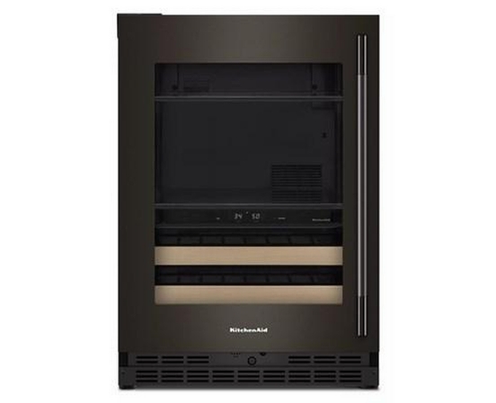 Centre de boissons 24 po avec porte en verre et clayettes à façade en bois KitchenAid - KUBL524SBE