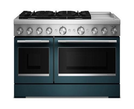 Cuisinière autoportante bi-énergie de style commercial de 48 po avec plaque chauffante KitchenAid - KFDD948SAG
