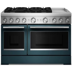 Cuisinière autoportante bi-énergie de style commercial de 48 po avec plaque chauffante KitchenAid - KFDD948SAG