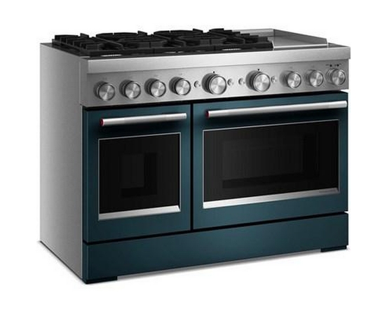 Cuisinière autoportante bi-énergie de style commercial de 48 po avec plaque chauffante KitchenAid - KFDD948SAG