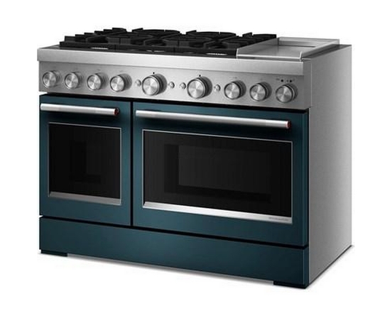 Cuisinière autoportante bi-énergie de style commercial de 48 po avec plaque chauffante KitchenAid - KFDD948SAG