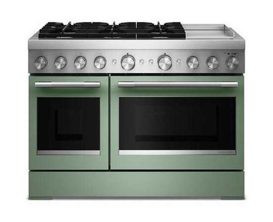 Cuisinière autoportante bi-énergie de style commercial de 48 po avec plaque chauffante KitchenAid - KFDD948SDC