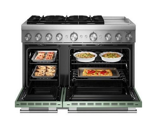 Cuisinière autoportante bi-énergie de style commercial de 48 po avec plaque chauffante KitchenAid - KFDD948SDC