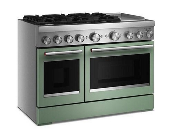 Cuisinière autoportante bi-énergie de style commercial de 48 po avec plaque chauffante KitchenAid - KFDD948SDC