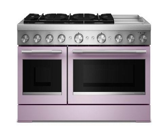 Cuisinière autoportante bi-énergie de style commercial de 48 po avec plaque chauffante KitchenAid - KFDD948SWF