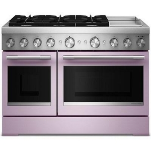 Cuisinière autoportante bi-énergie de style commercial de 48 po avec plaque chauffante KitchenAid - KFDD948SWF