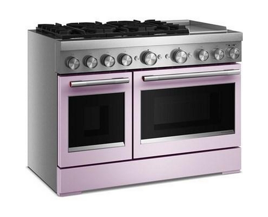 Cuisinière autoportante bi-énergie de style commercial de 48 po avec plaque chauffante KitchenAid - KFDD948SWF