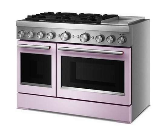 Cuisinière autoportante bi-énergie de style commercial de 48 po avec plaque chauffante KitchenAid - KFDD948SWF