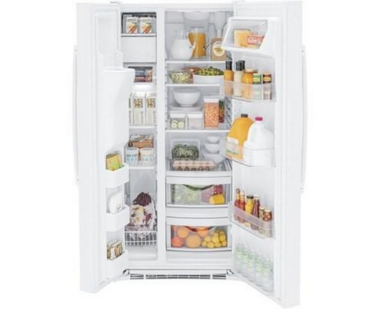 Réfrigérateur côte à côte de 33 po, 23 Pi cu. avec distributeur d'eau et de glace GE - GSS23GGPWW