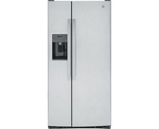 Réfrigérateur côte à côte de 33 po, 23 Pi cu. avec distributeur d'eau et de glace GE - GSS23GYPFS