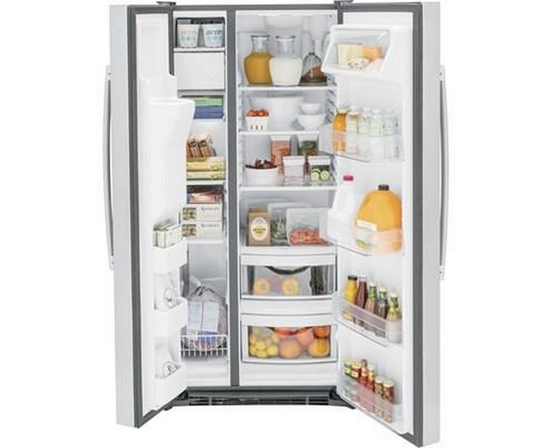Réfrigérateur côte à côte de 33 po, 23 Pi cu. avec distributeur d'eau et de glace GE - GSS23GYPFS