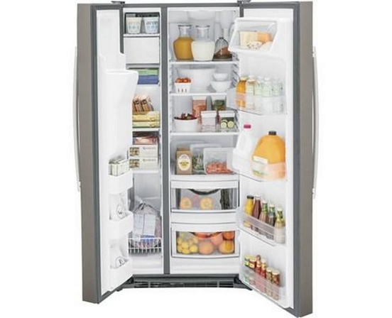 Réfrigérateur côte à côte de 33 po, 23 Pi cu. avec distributeur d'eau et de glace GE - GSS23GMPES
