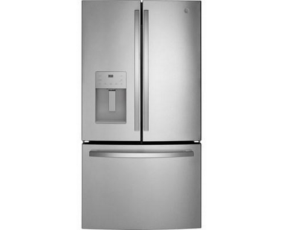 Réfrigérateur trois portes avec porte à deux battants à profondeur de comptoir de 36 po., 20,6 Pi cu. avec machine à glaçons extérieure GE - GYE21JYMFS